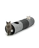 lionto Katzentunnel Katzenspielzeug Tunnel für Haustiere Spieltunnel mit Ball für Katzen, 30x130...