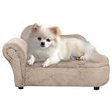 PawHut Hundesofa, Haustiersofa mit Samtoptik, Hundecouch Katzensofa Hundesessel mit Holzbeine,...