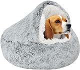 SUOXU Hunde-Beruhigungsbett, Donut-Kuschelnest, warmes, weiches Plüsch-Hundekissen mit kuscheligem...